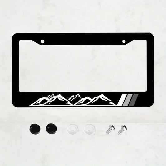 1 Piece, Peak License Plate Frame- Black High-End 4-Hole Universal Car Decoration, Front And Rear Cover, Standard Size 12x6, Vehicle, Car Modification, Fashion Design, Modern Car Accessories