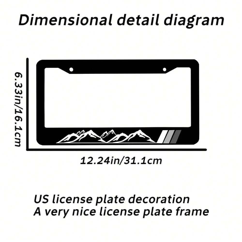 1 Piece, Peak License Plate Frame- Black High-End 4-Hole Universal Car Decoration, Front And Rear Cover, Standard Size 12x6, Vehicle, Car Modification, Fashion Design, Modern Car Accessories