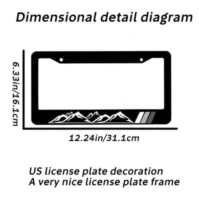 1 Piece, Peak License Plate Frame- Black High-End 4-Hole Universal Car Decoration, Front And Rear Cover, Standard Size 12x6, Vehicle, Car Modification, Fashion Design, Modern Car Accessories