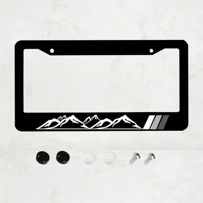 1 Piece, Peak License Plate Frame- Black High-End 4-Hole Universal Car Decoration, Front And Rear Cover, Standard Size 12x6, Vehicle, Car Modification, Fashion Design, Modern Car Accessories