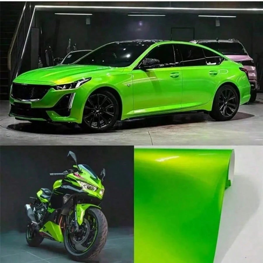 1 Roll Grass Green Car PET Film, Eye-Catching Visual Effect, Beautiful Appearance, Fast Application, Heat Resistant, Waterproof, Sun Protection, Corrosion Resistant