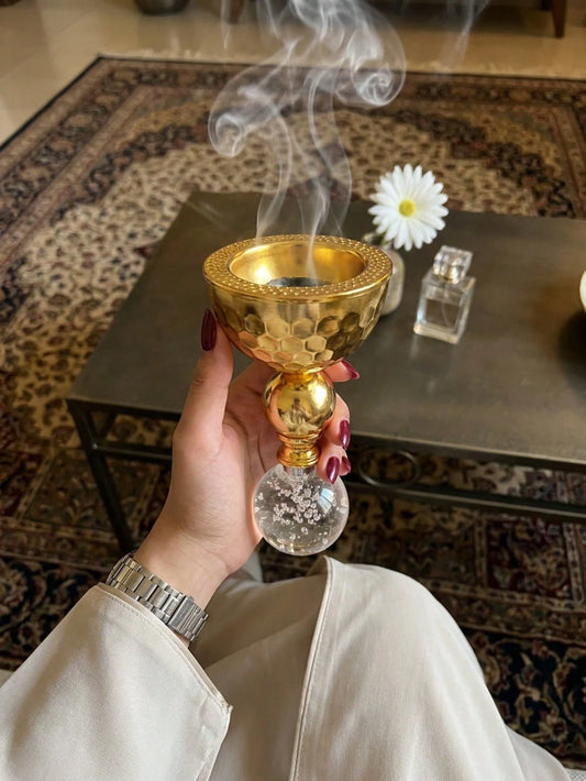 1 Set/1 Pc Metal Crystal Incense Burner, Islamic Ins Light Luxury Style Vertical Incense Burner, Home/Living Room/Bedroom/Tea Room Decor, Home Decoration, Heat-Resistant Easy-To-Clean Middle Eastern F