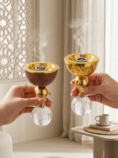 1 Set/1 Pc Metal Crystal Incense Burner, Islamic Ins Light Luxury Style Vertical Incense Burner, Home/Living Room/Bedroom/Tea Room Decor, Home Decoration, Heat-Resistant Easy-To-Clean Middle Eastern F