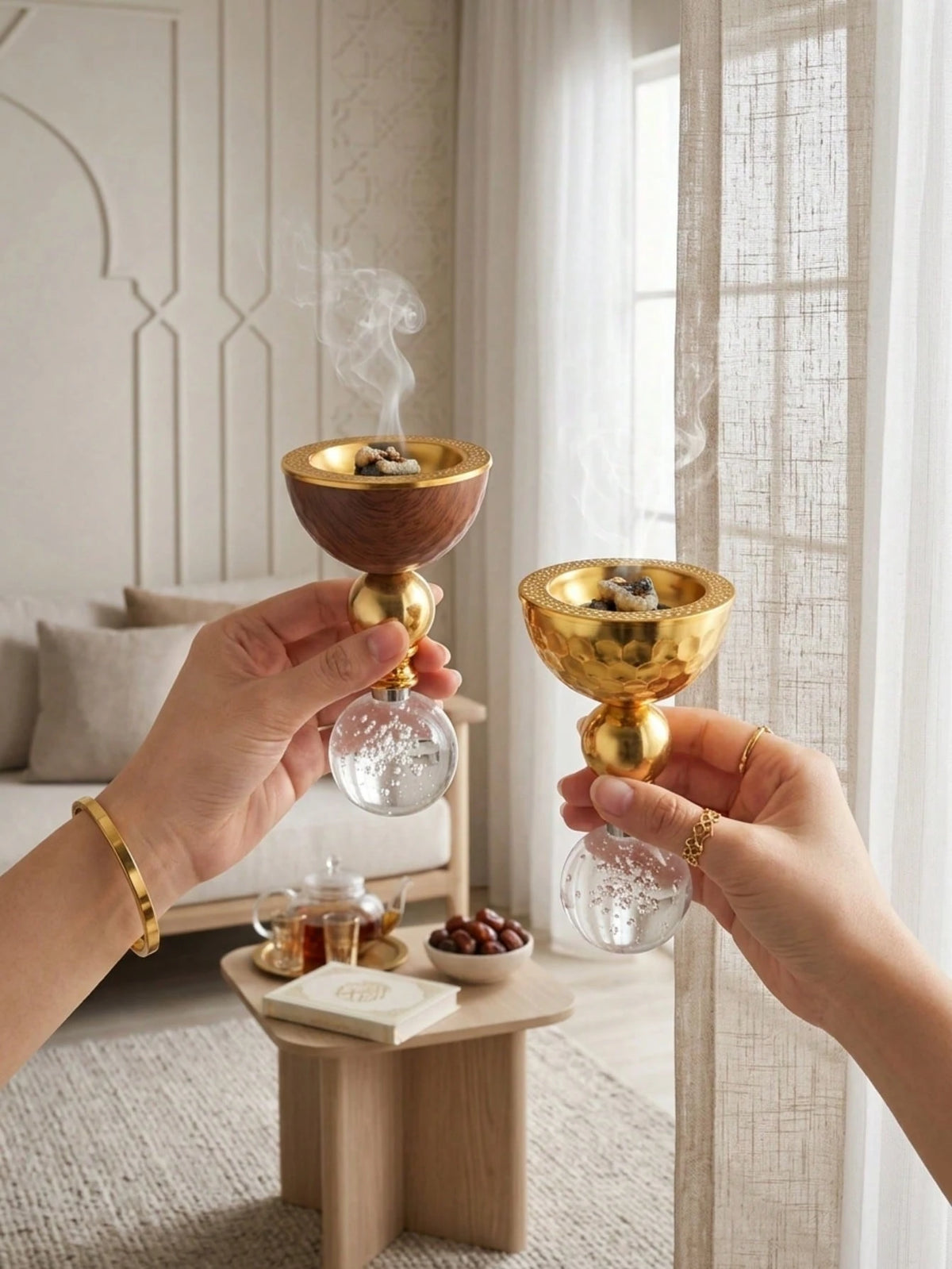 1 Set/1 Pc Metal Crystal Incense Burner, Islamic Ins Light Luxury Style Vertical Incense Burner, Home/Living Room/Bedroom/Tea Room Decor, Home Decoration, Heat-Resistant Easy-To-Clean Middle Eastern F