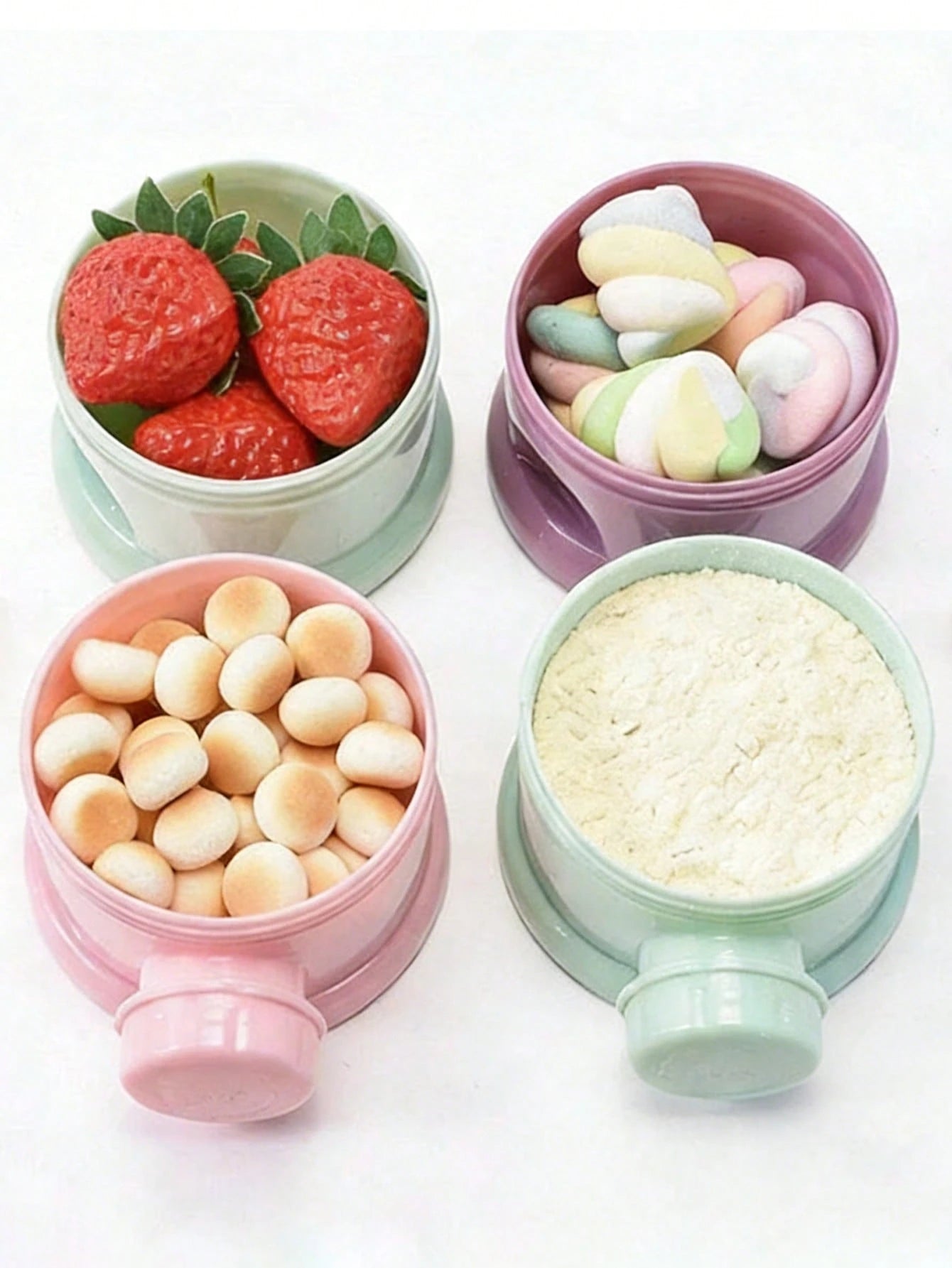 1 Set Of 3/4 Pcs Baby Milk Powder Dispenser Containers, Portable Infant Formula Snack Storage Box, Multilayer Sealed Milk Powder Organizer (The Patterns On The Powder Cans Are Not Scratches, Just Prin