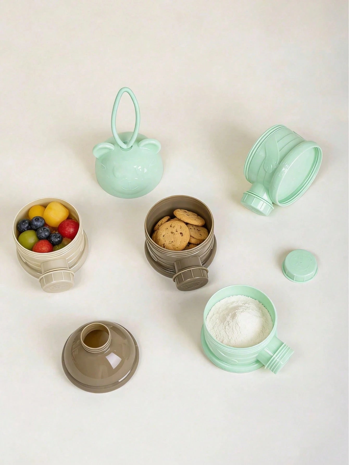 1 Set Of 3/4 Pcs Baby Milk Powder Dispenser Containers, Portable Infant Formula Snack Storage Box, Multilayer Sealed Milk Powder Organizer (The Patterns On The Powder Cans Are Not Scratches, Just Prin