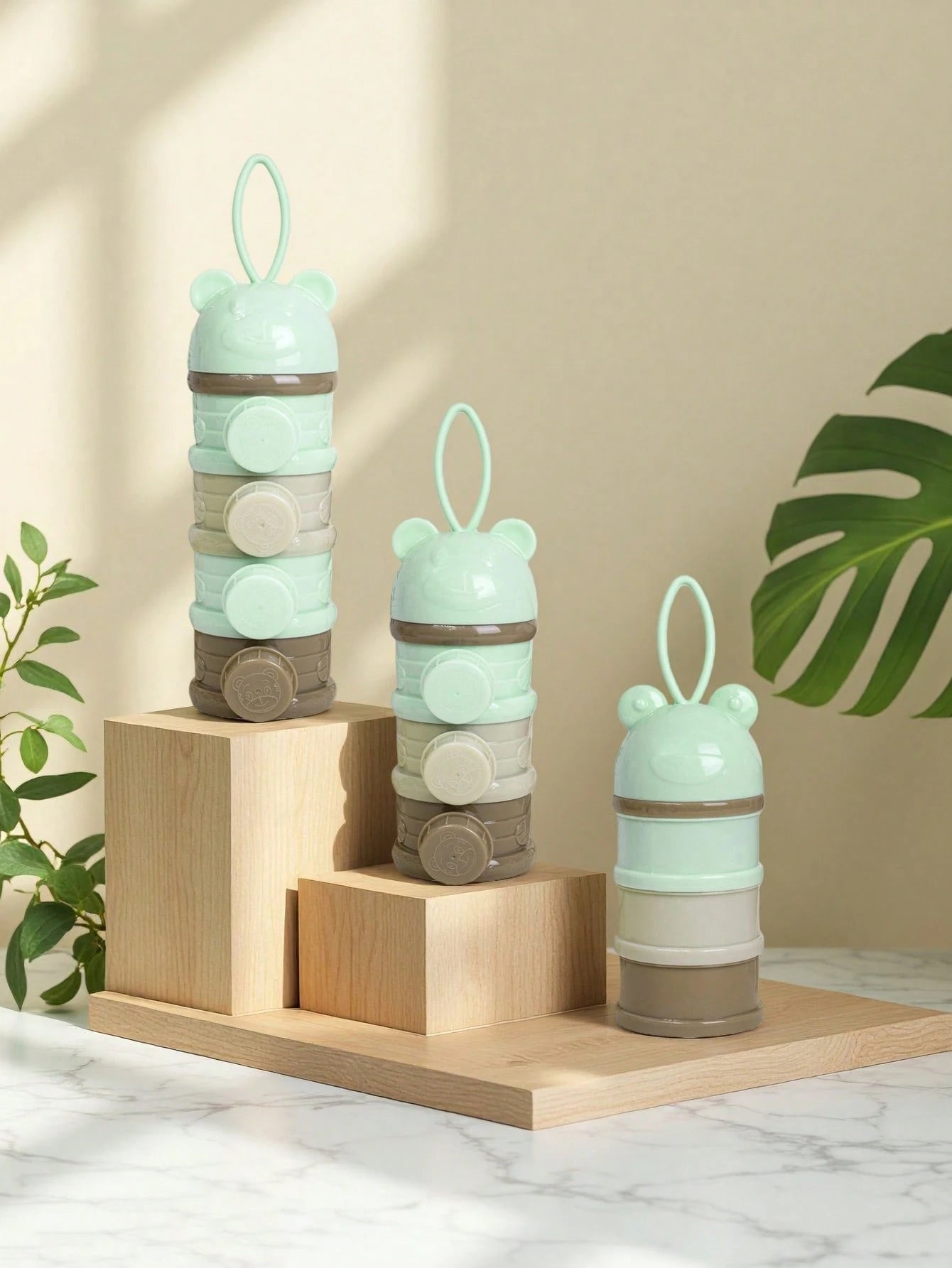 1 Set Of 3/4 Pcs Baby Milk Powder Dispenser Containers, Portable Infant Formula Snack Storage Box, Multilayer Sealed Milk Powder Organizer (The Patterns On The Powder Cans Are Not Scratches, Just Prin