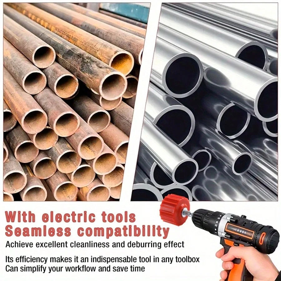 1 Set Of Copper Pipe Cleaner Kit And Drilling (9-Piece Set), Pipe Cleaning Brush Kit, 1/4 Inch Hex Leg For Electric Drill Bit Impact Driver, For Copper, Brass, Plastic Pipes, Rusted