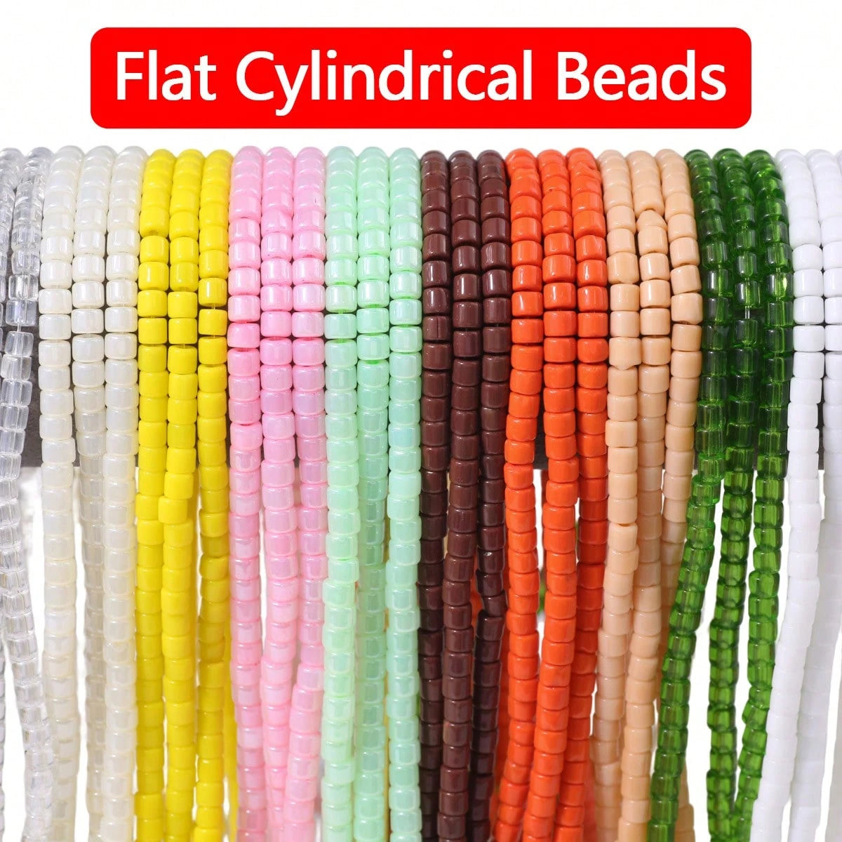 1 Strand Approx. 42-46pcs 4*6mm Colorful Flat Cylindrical Spacer Beads Glass Glazed Beads Handmade DIY Jewelry Semi-Finished Material Accessories Loose Beads