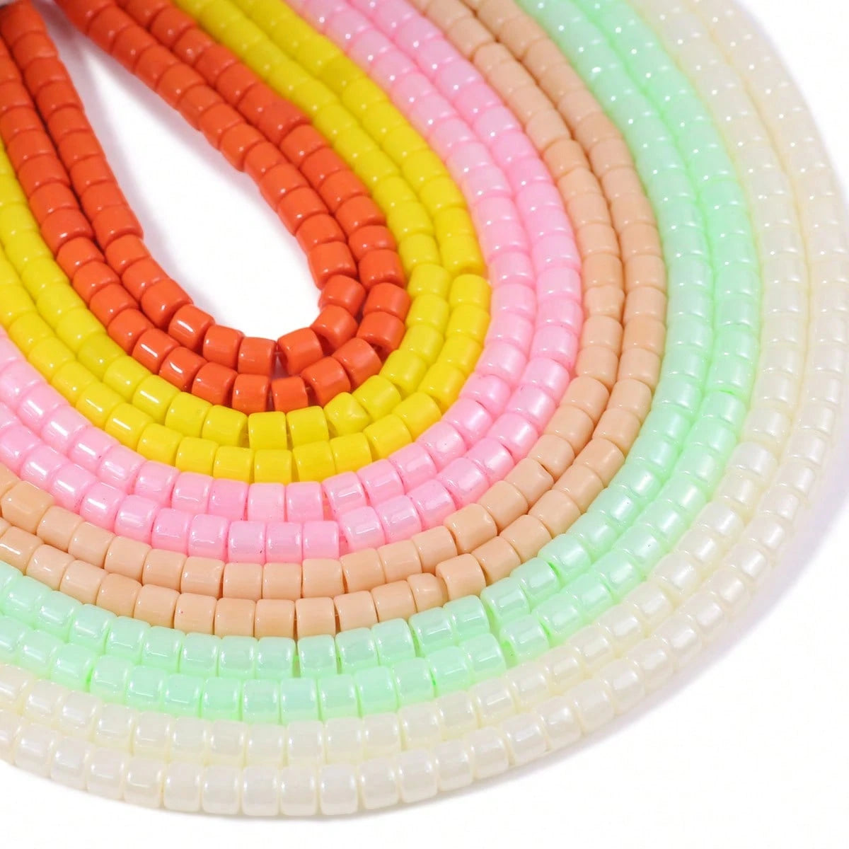 1 Strand Approx. 42-46pcs 4*6mm Colorful Flat Cylindrical Spacer Beads Glass Glazed Beads Handmade DIY Jewelry Semi-Finished Material Accessories Loose Beads