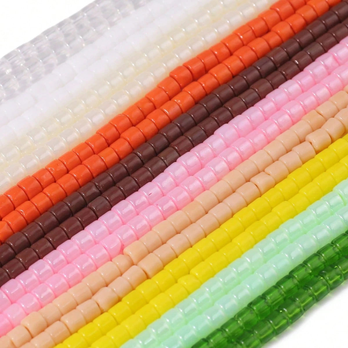 1 Strand Approx. 42-46pcs 4*6mm Colorful Flat Cylindrical Spacer Beads Glass Glazed Beads Handmade DIY Jewelry Semi-Finished Material Accessories Loose Beads