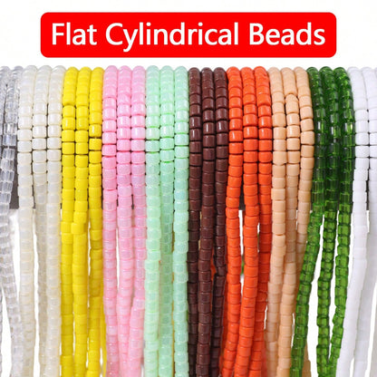 1 Strand Approx. 42-46pcs 4*6mm Colorful Flat Cylindrical Spacer Beads Glass Glazed Beads Handmade DIY Jewelry Semi-Finished Material Accessories Loose Beads