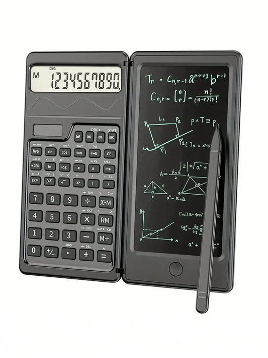 10-Digit Scientific Calculator- High-Resolution LCD Display, Compact Foldable Design, With Handwriting Pad, Dual Solar And Battery Power- Ideal For Teachers, Engineers And Professionals