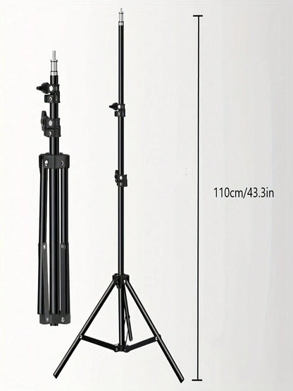 10-Inch LED Ring Light With Adjustable Tripod Stand (110cm) And Phone Holder LED Light With Flexible Tripod Stand & Phone Holder, Compatible With IPhone Android Phone Mobile Phone For Photo Selfie Vid