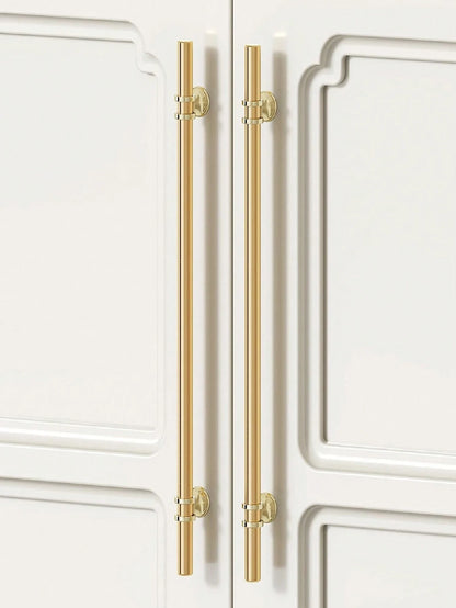10-Pack Modern Golden Cabinet Handles With Installation Hardware, Polished Metal Drawer Pulls For Cabinets, Dressers, Furniture- Premium Metal Finish Cabinet Hardware