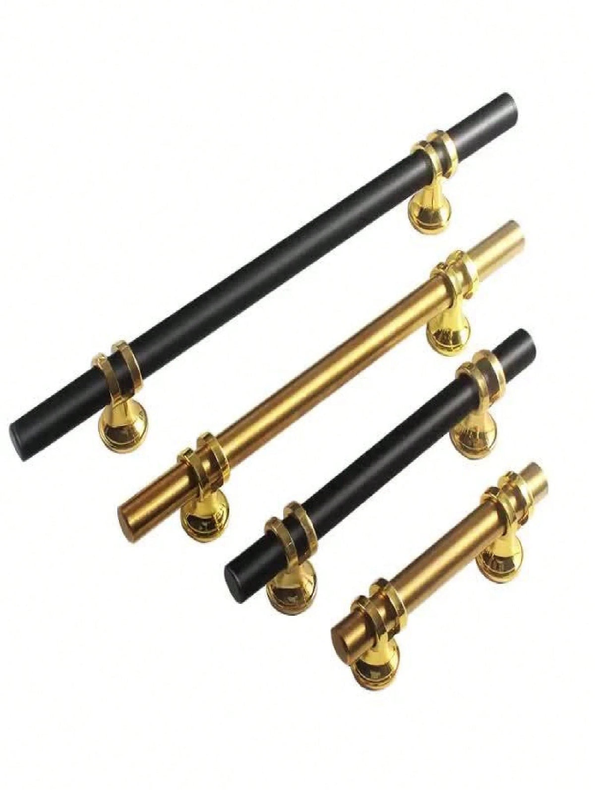 10-Pack Modern Golden Cabinet Handles With Installation Hardware, Polished Metal Drawer Pulls For Cabinets, Dressers, Furniture- Premium Metal Finish Cabinet Hardware