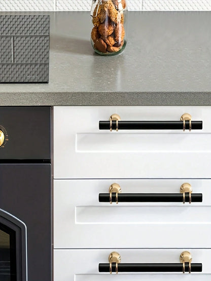 10-Pack Modern Golden Cabinet Handles With Installation Hardware, Polished Metal Drawer Pulls For Cabinets, Dressers, Furniture- Premium Metal Finish Cabinet Hardware