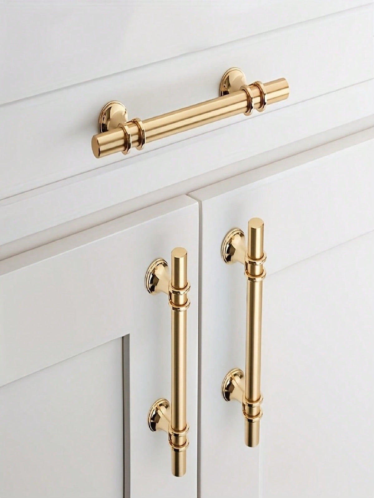 10-Pack Modern Golden Cabinet Handles With Installation Hardware, Polished Metal Drawer Pulls For Cabinets, Dressers, Furniture- Premium Metal Finish Cabinet Hardware