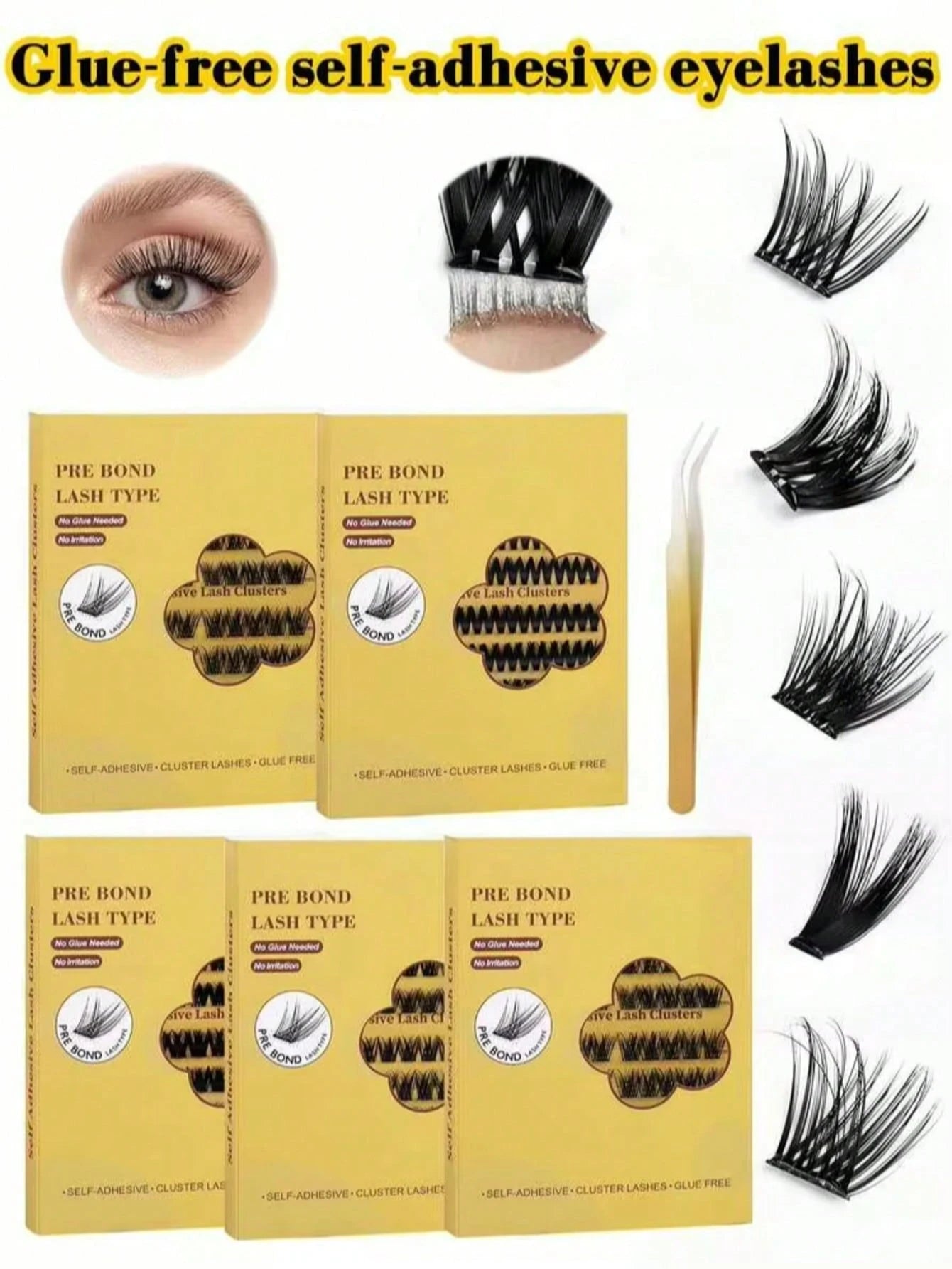10 Pairs DIY Self-Adhesive Eyelash Extension Kit, Includes Eyelash Tweezers, D-Curl Single Eyelashes, Suitable For Beginners, Reusable, Suitable For Daily Wear, Party, Travel And Gifting