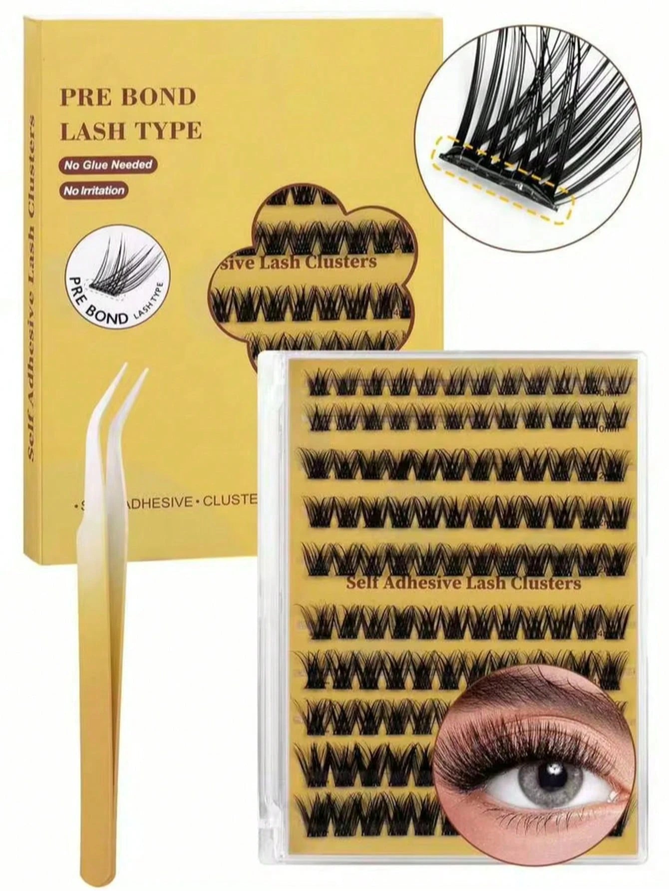 10 Pairs DIY Self-Adhesive Eyelash Extension Kit, Includes Eyelash Tweezers, D-Curl Single Eyelashes, Suitable For Beginners, Reusable, Suitable For Daily Wear, Party, Travel And Gifting