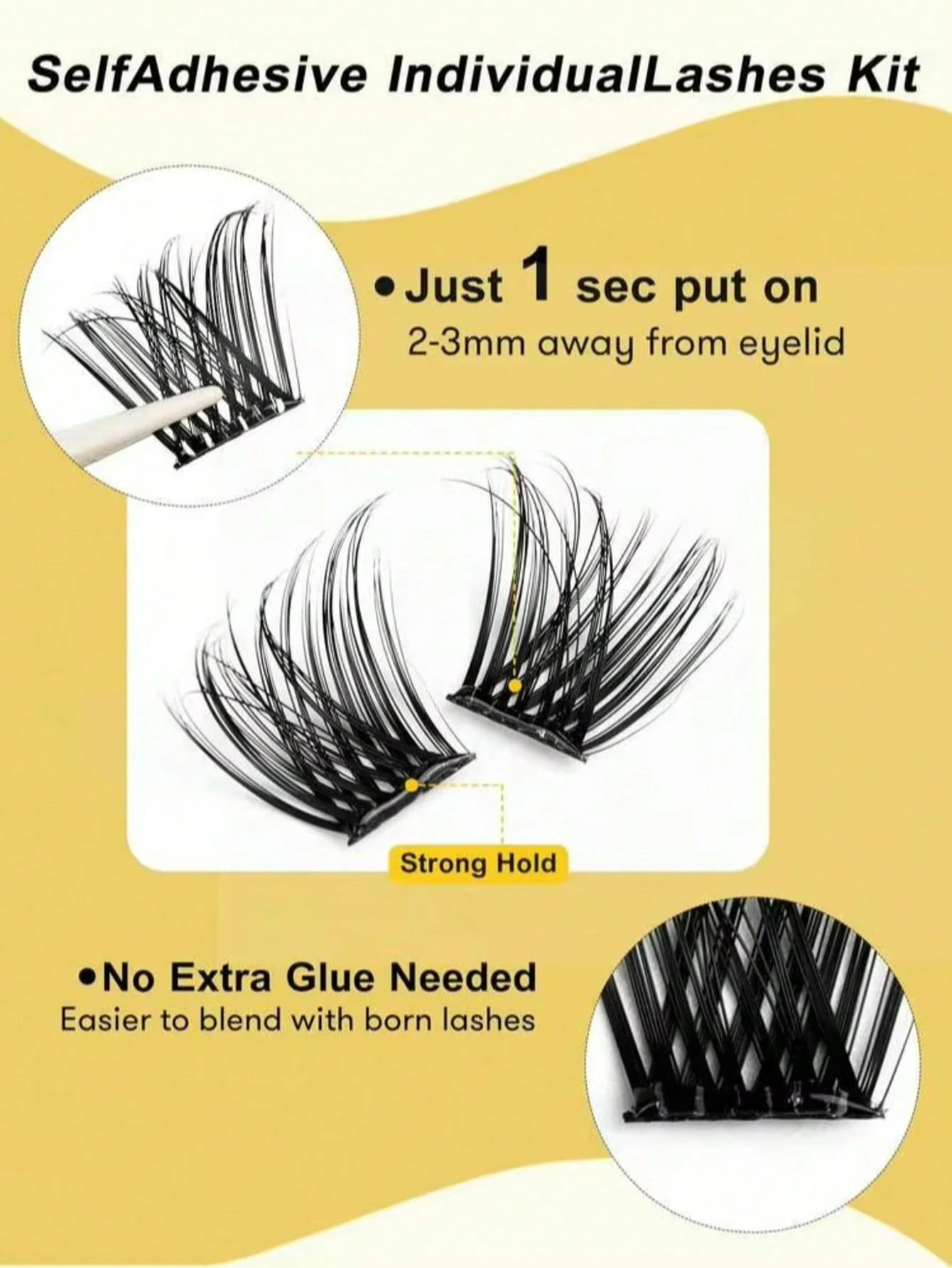 10 Pairs DIY Self-Adhesive Eyelash Extension Kit, Includes Eyelash Tweezers, D-Curl Single Eyelashes, Suitable For Beginners, Reusable, Suitable For Daily Wear, Party, Travel And Gifting