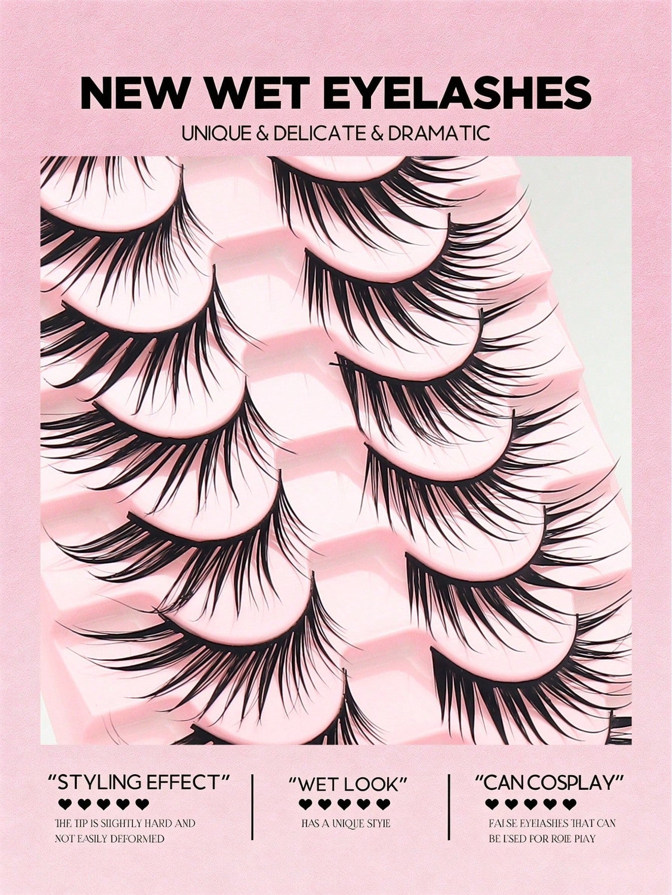 10 Pairs Wet Look Spiky Fox Eye Anime Strip Lashes, Dramatic Pointed Tip False Eyelashes, Reusable Long Lasting Fake Lashes For Anime Cosplay, Halloween, Club Party & Stage Makeup Beauty Tool