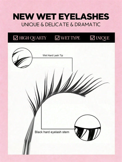 10 Pairs Wet Look Spiky Fox Eye Anime Strip Lashes, Dramatic Pointed Tip False Eyelashes, Reusable Long Lasting Fake Lashes For Anime Cosplay, Halloween, Club Party & Stage Makeup Beauty Tool