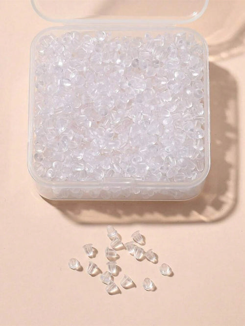 100-1200pcs Silicone Earring Backs- Low Allergy Clear Earring Stoppers, With Storage Box, Suitable For DIY Jewelry Making, Earring Safety Clips, Ideal For Halloween And Christmas Craft Materials
