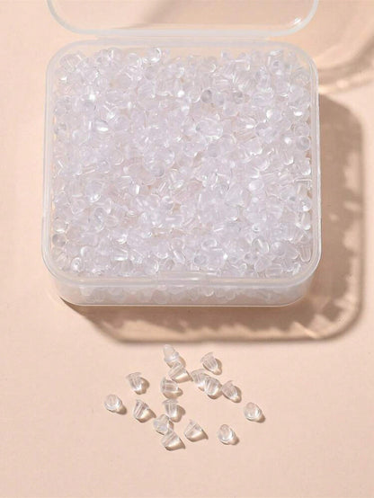100-1200pcs Silicone Earring Backs- Low Allergy Clear Earring Stoppers, With Storage Box, Suitable For DIY Jewelry Making, Earring Safety Clips, Ideal For Halloween And Christmas Craft Materials