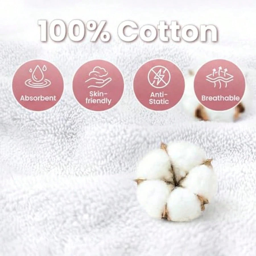 100 Cotton Hair Towel Wrap For Women, 2 Pack Thickened Super Absorbent Turbans, Anti Frizz Quick Dry Hair Towels White