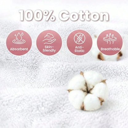 100 Cotton Hair Towel Wrap For Women, 2 Pack Thickened Super Absorbent Turbans, Anti Frizz Quick Dry Hair Towels White