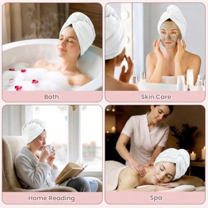 100 Cotton Hair Towel Wrap For Women, 2 Pack Thickened Super Absorbent Turbans, Anti Frizz Quick Dry Hair Towels White