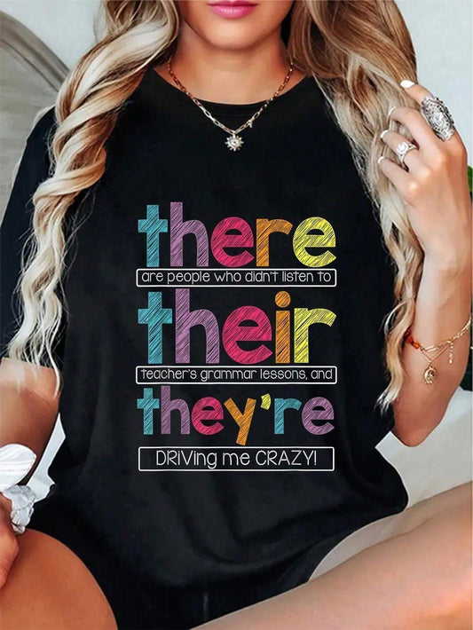 100% Cotton There Their They're English Grammar Teacher Funny Humor T-Shirt