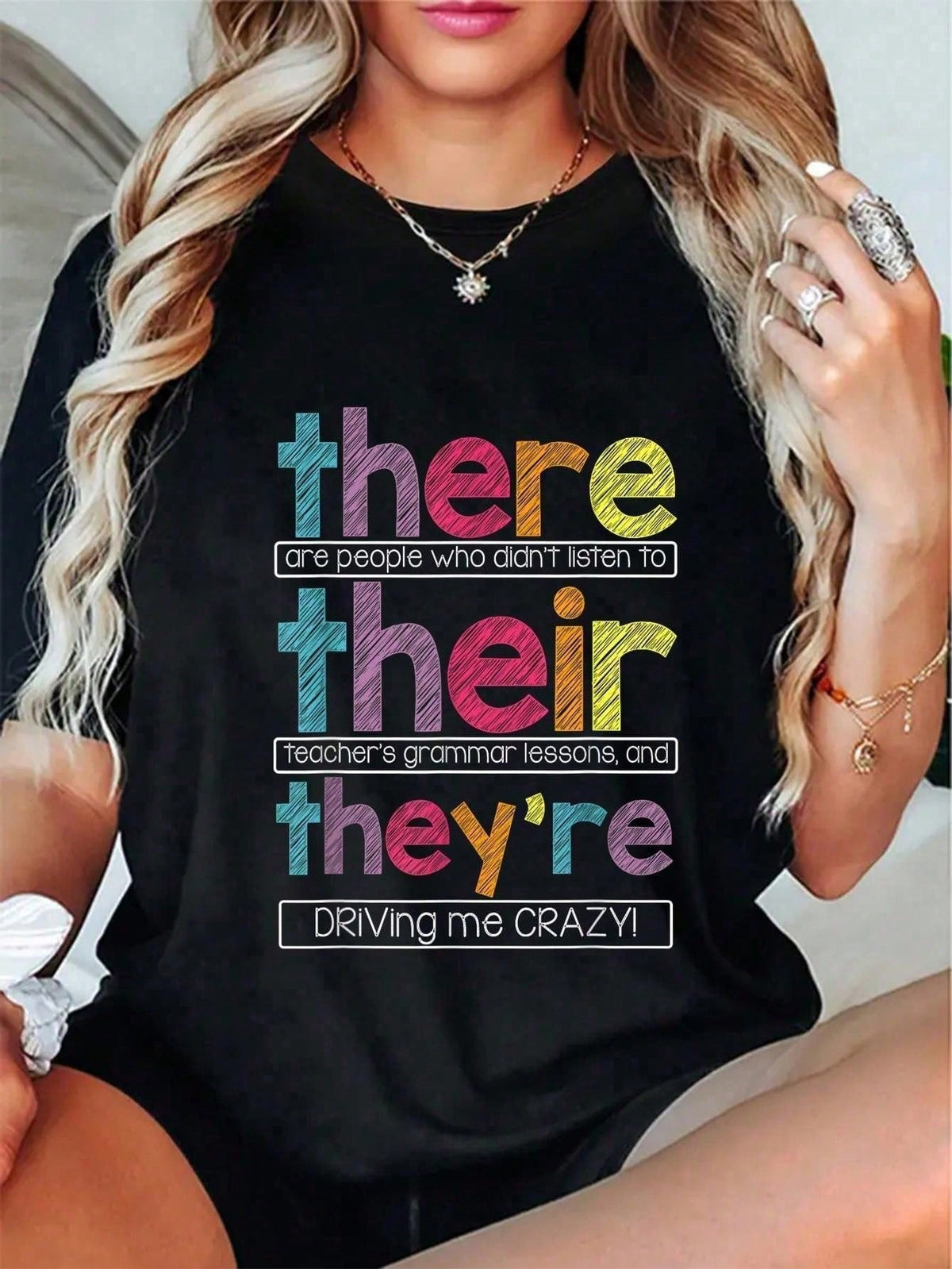 100% Cotton There Their They're English Grammar Teacher Funny Humor T-Shirt