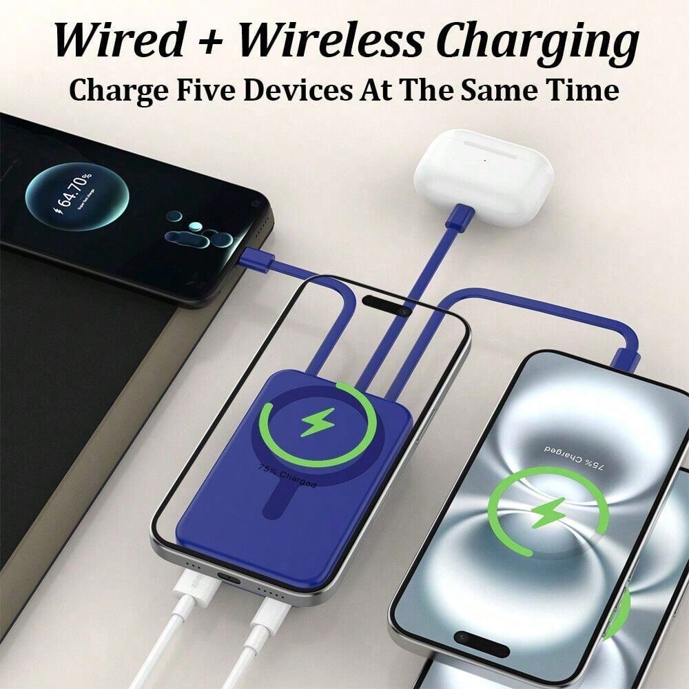 10000mAh Magnetic Portable Charger With USB C Cable 20W PD Fast Charging, Slim & Lightweight Wireless Power Bank For IPhone 16/15/14/13/12 Series Outdoor Power Display
