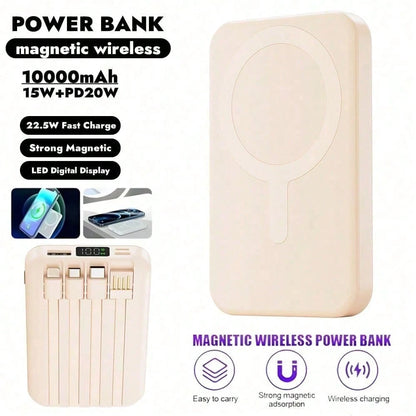 10000mAh Magnetic Portable Charger With USB C Cable 20W PD Fast Charging, Slim & Lightweight Wireless Power Bank For IPhone 16/15/14/13/12 Series Outdoor Power Display