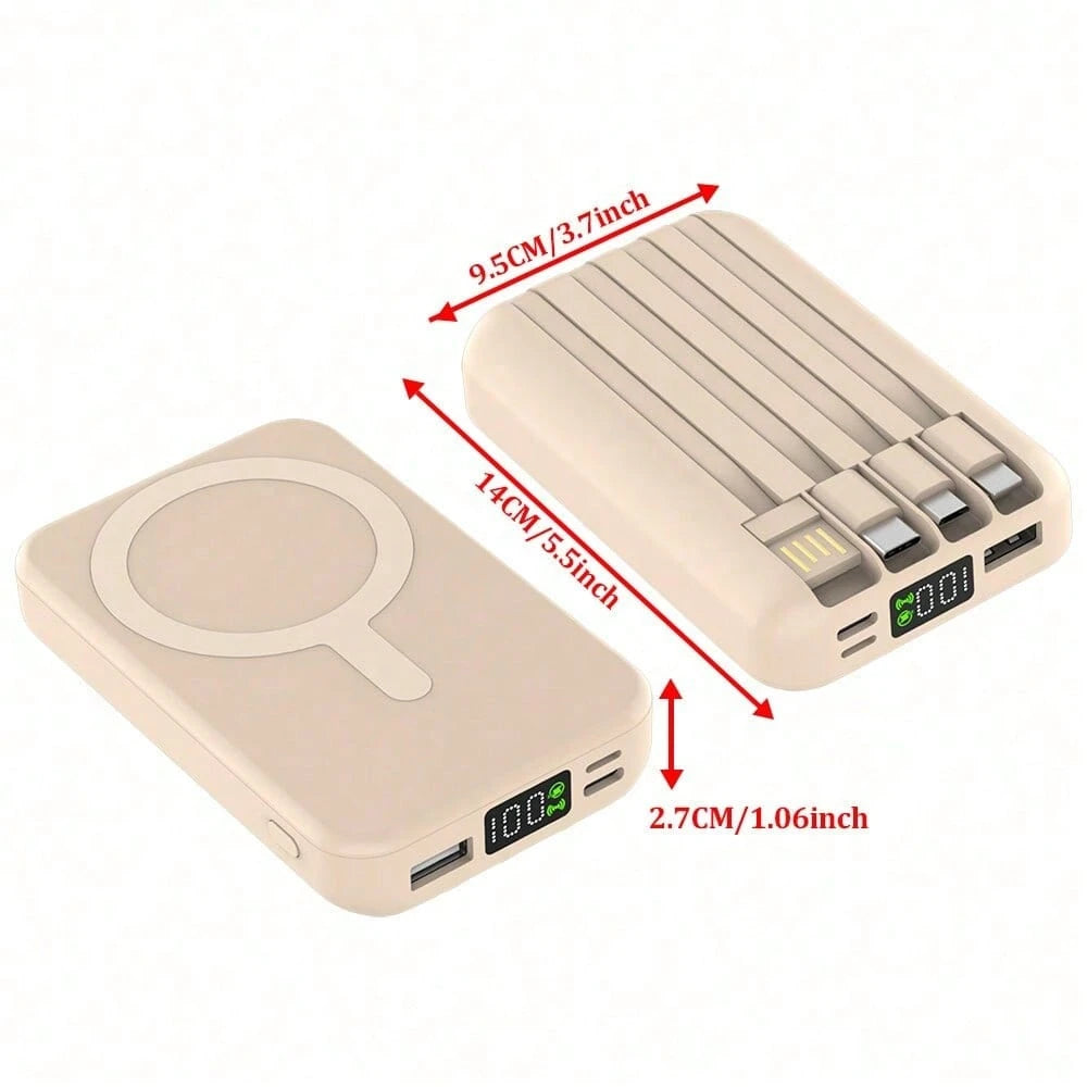 10000mAh Magnetic Portable Charger With USB C Cable 20W PD Fast Charging, Slim & Lightweight Wireless Power Bank For IPhone 16/15/14/13/12 Series Outdoor Power Display