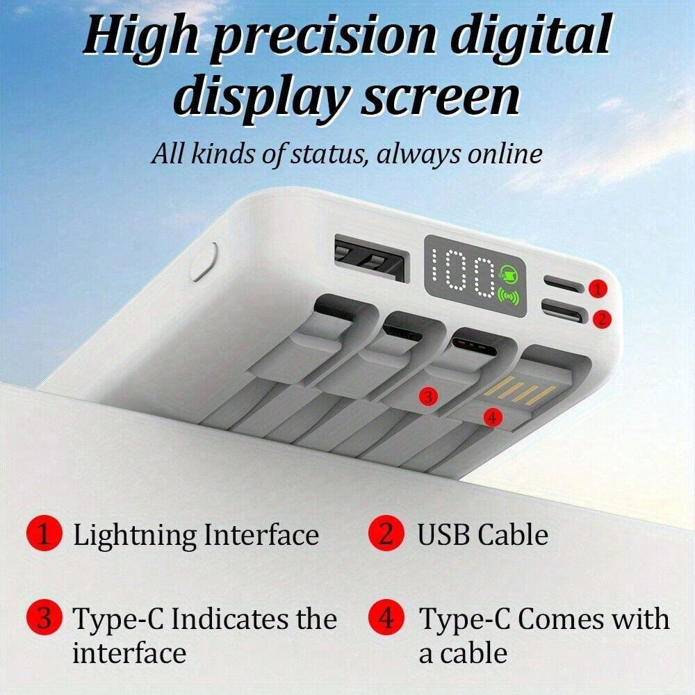 10000mAh Magnetic Portable Charger With USB C Cable 20W PD Fast Charging, Slim & Lightweight Wireless Power Bank For IPhone 16/15/14/13/12 Series Outdoor Power Display