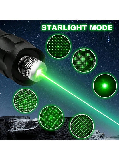 10000mW USB Rechargeable Green Laser Pointer, High Power Handheld Laser Pen With Starry Cap And Adjustable Focus, For Pets, Camping Outdoor