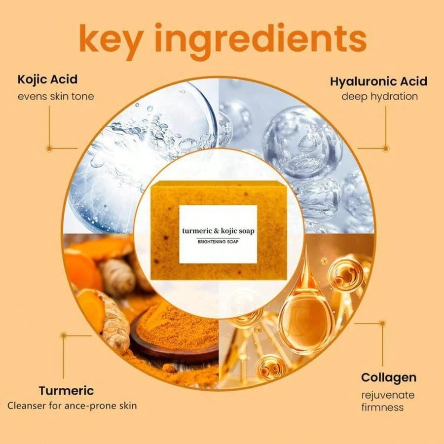 100g Turmeric Soap: Face And Body Cleansing, Brightens Skin, Deep Cleansing, Smooth And Clear Skin, Suitable For All Skin Types, Contains Natural Ingredients