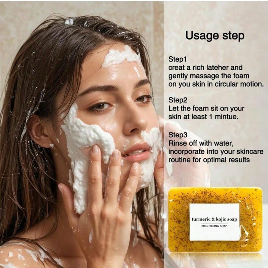 100g Turmeric Soap: Face And Body Cleansing, Brightens Skin, Deep Cleansing, Smooth And Clear Skin, Suitable For All Skin Types, Contains Natural Ingredients