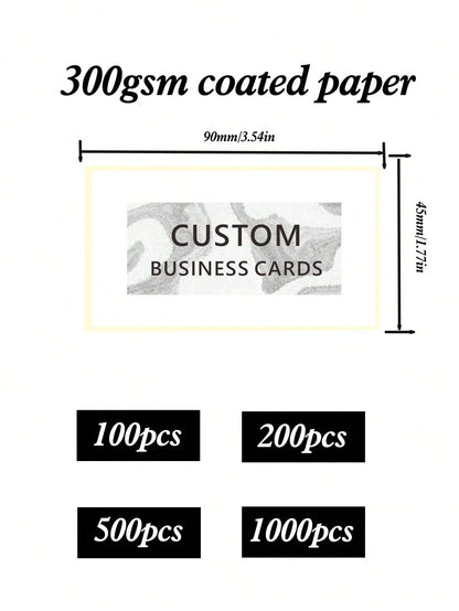 100pcs/200pcs/500pcs Cards Double-Sided Printing, Custom Business Cards With Logo Text, Custom Images, Custom Nail And Hair Salon Cards, Office Supplies, Thank You Cards, Small Business