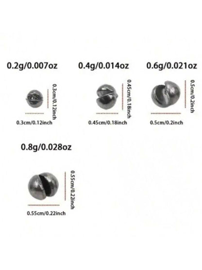100pcs/205pcs Weight Sinkers, 5 Sizes Lead Weights, Round Split Shot Sinkers, Removable Fishing Weights Sinkers