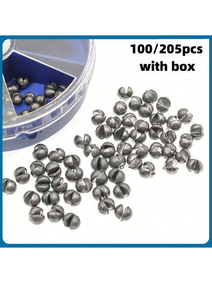 100pcs/205pcs Weight Sinkers, 5 Sizes Lead Weights, Round Split Shot Sinkers, Removable Fishing Weights Sinkers