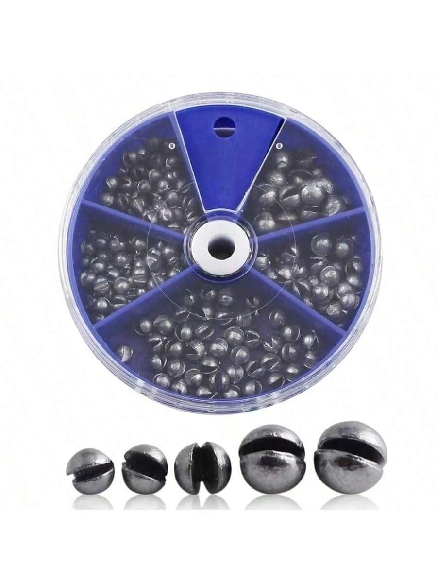 100pcs/205pcs Weight Sinkers, 5 Sizes Lead Weights, Round Split Shot Sinkers, Removable Fishing Weights Sinkers