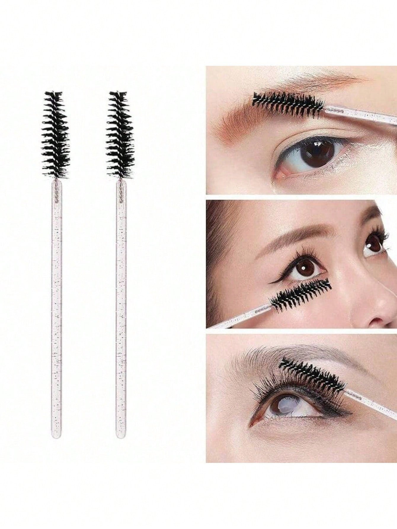 100PCS Crystal Pink Eyelash Brushes, Mascara Wands With Container, Bendable Eyebrow Spoolies, Lash Brush For Lash Extensions, Eyebrow Spoolie, Castor Oil Brushes