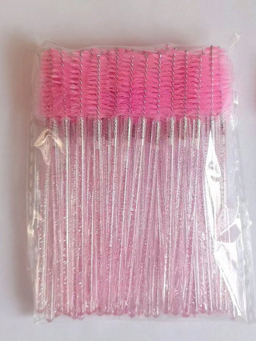 100pcs Disposable Mascara Wands, Nylon Bristle Eyelash Brushes, Fragrance-Free Eyebrow Extender (With ABS Plastic Handle), Suitable For Normal Skin- Pink And Black Brush Head Set