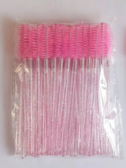 100pcs Disposable Mascara Wands, Nylon Bristle Eyelash Brushes, Fragrance-Free Eyebrow Extender (With ABS Plastic Handle), Suitable For Normal Skin- Pink And Black Brush Head Set
