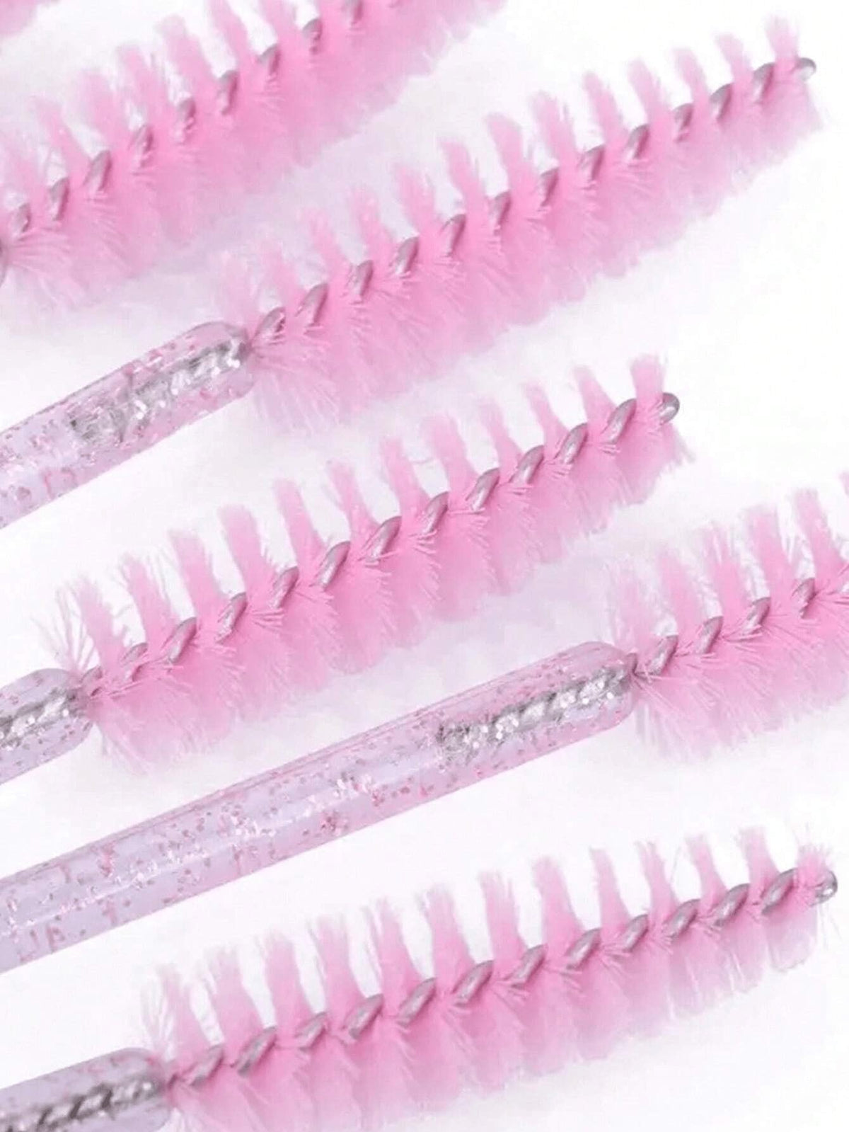 100pcs Disposable Mascara Wands, Nylon Bristle Eyelash Brushes, Fragrance-Free Eyebrow Extender (With ABS Plastic Handle), Suitable For Normal Skin- Pink And Black Brush Head Set