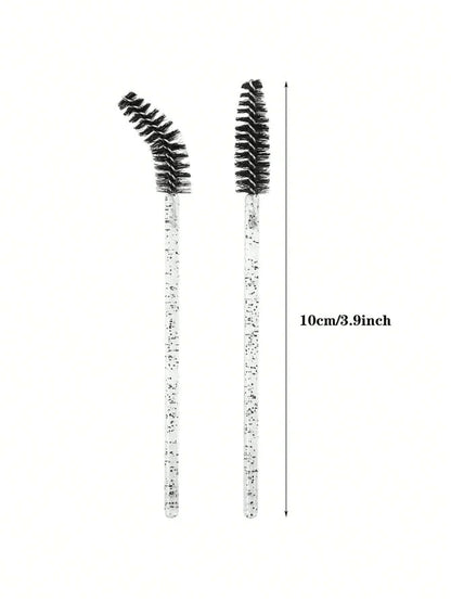 100pcs Disposable Mascara Wands, Nylon Bristle Eyelash Brushes, Fragrance-Free Eyebrow Extender (With ABS Plastic Handle), Suitable For Normal Skin- Pink And Black Brush Head Set